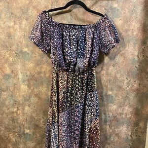 Lulu’s floral off the shoulder floral black maxi dress